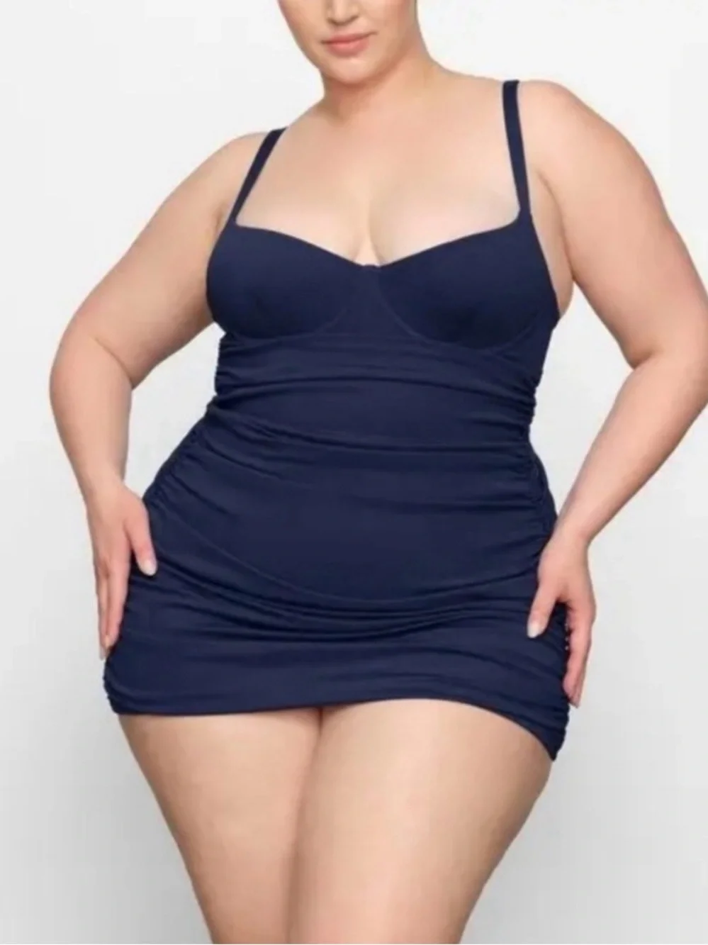SKIMS NWT Sculpting Swim Ruched One Piece Swimsuit Midnight Navy Blue Size XXS